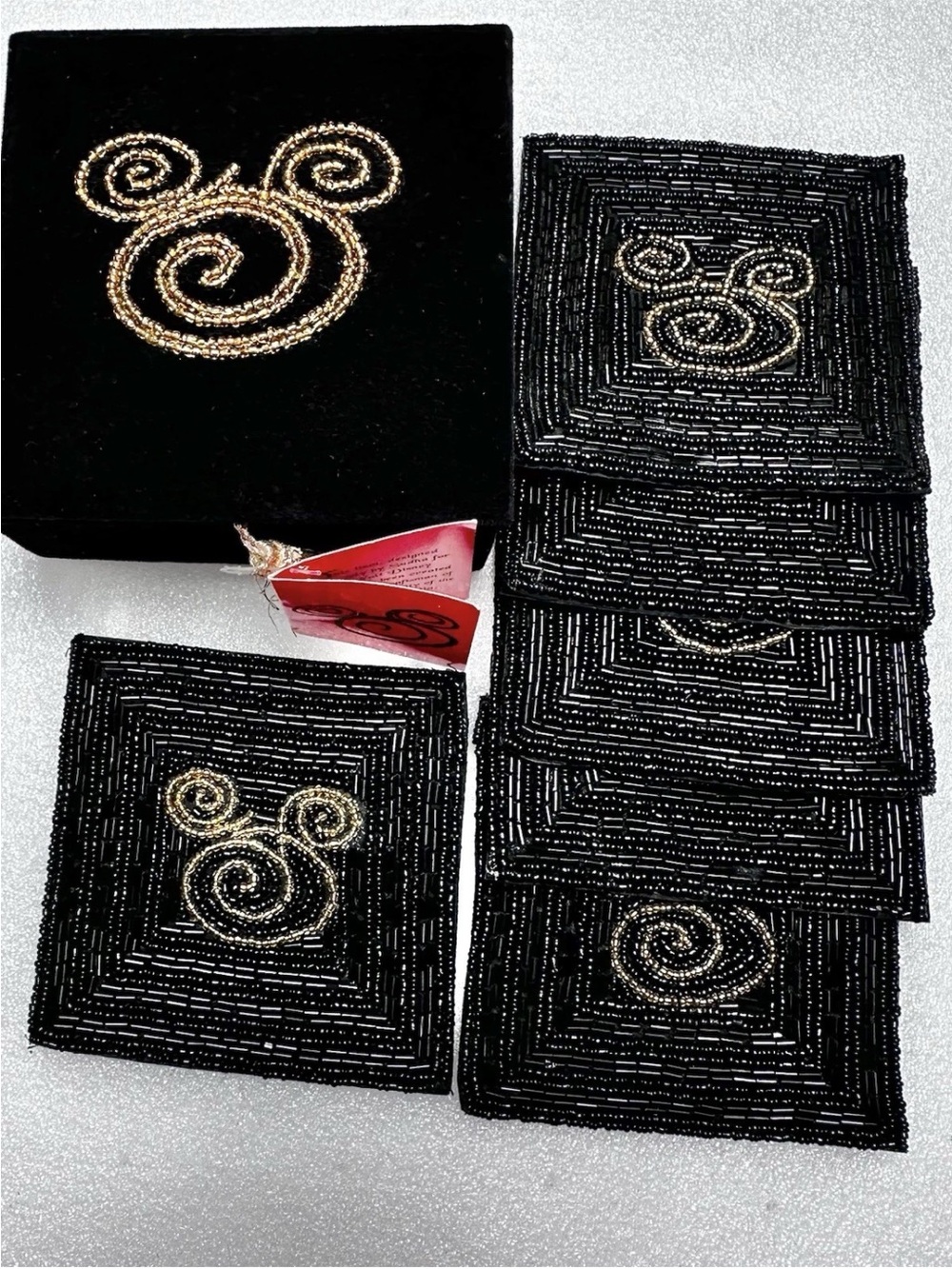 Disney Black and Gold Beaded Coaster Set